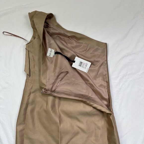 Reiss Tamsin One Shoulder Dress Mocha Brown Beige Size 4 Classicore Old Money - Picture 12 of 13